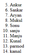Start attribute list output